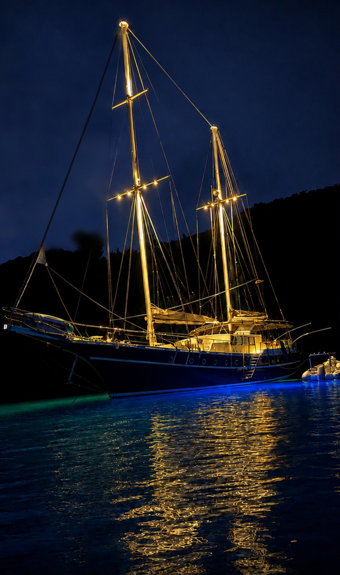 AURA SEA lit up at night